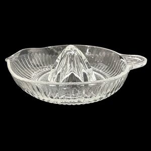Vintage 1930s Ribbed Pattern Clear Depression Glass Citrus Reamer/Juicer